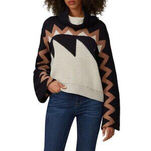 (NUDE) Women's Chevron Turtleneck Sweater Size IT 40/US 4